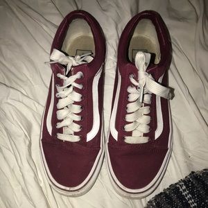 Maroon Old-School Low Top Vans.